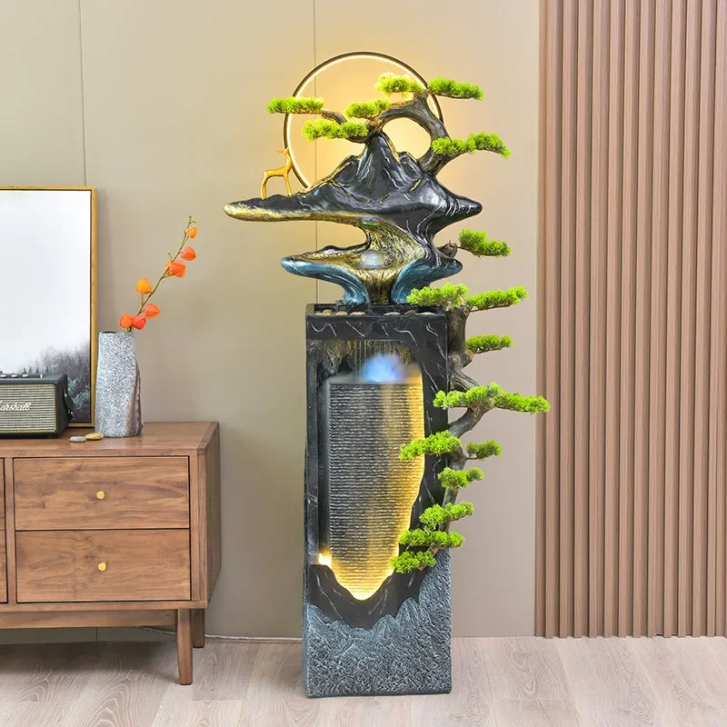 Chinese rockery flowing water fountain water curtain wall landscape lucky living room entrance ornament