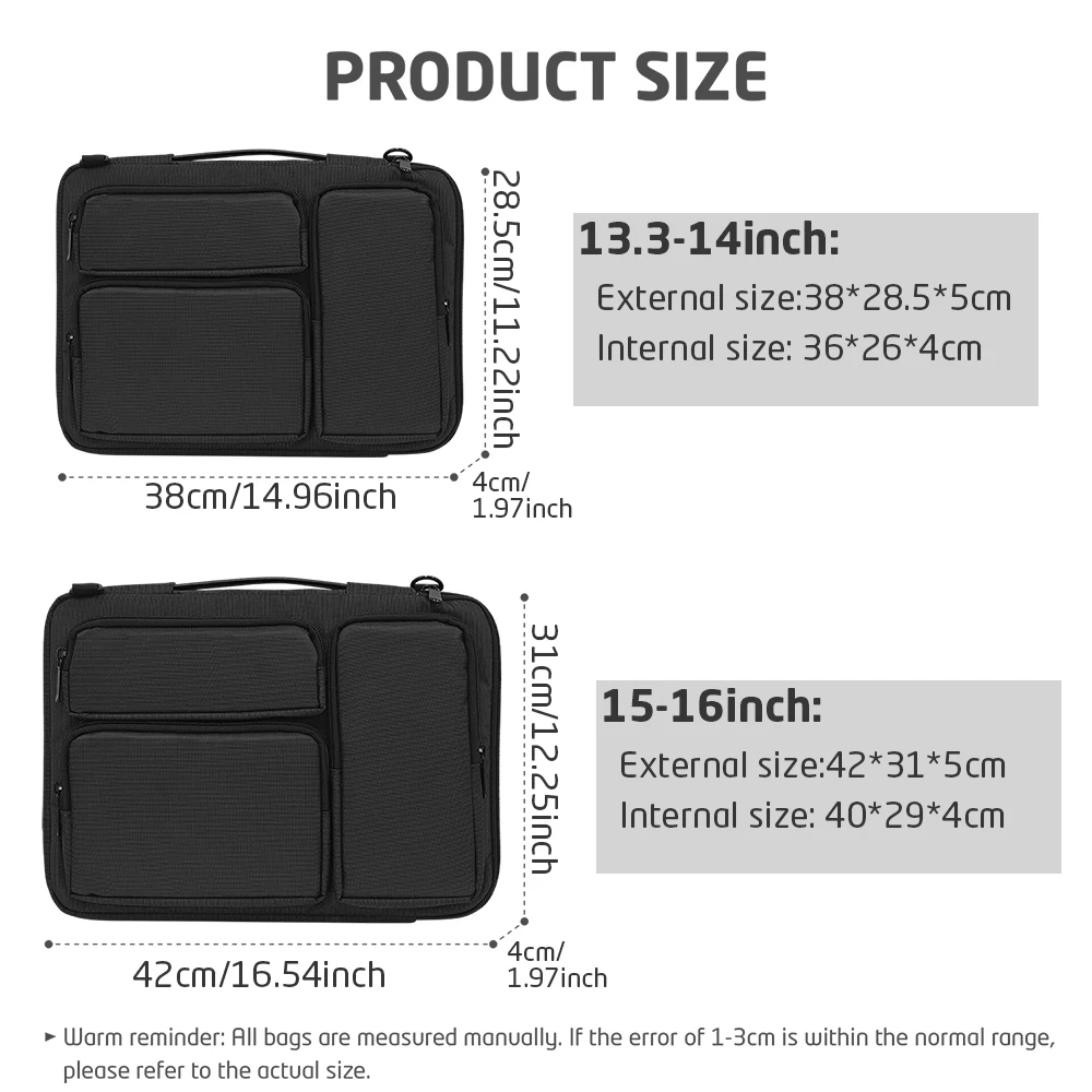Laptop Briefcase 13 14 15.6Inch for MacBook Pro Air HP Dell Lenovo,Multi-Pocket Computer Bag with Shoulder Strap for Work Travel