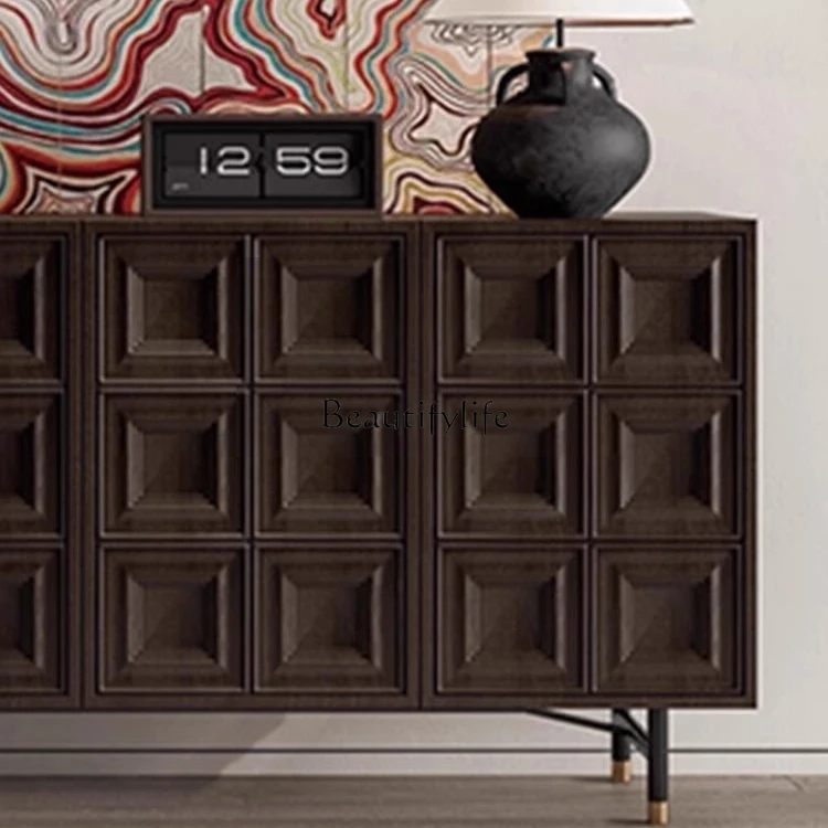 5American old solid wood dining side cabinet wabi wind living room retro entrance shoe cabinet