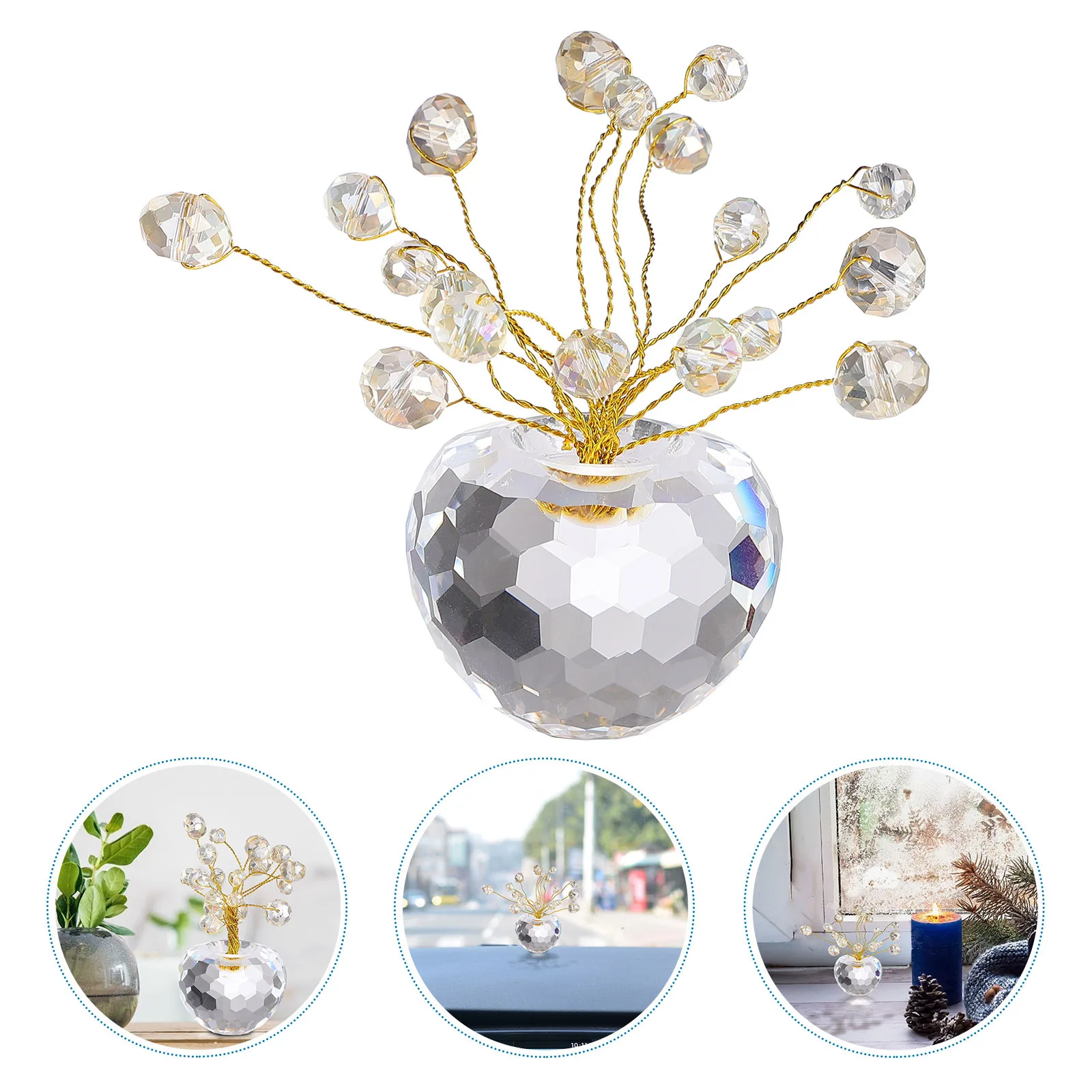 

1Pcs Crystal Feng Shui Apple Tree Ornament Compact Home Office Decoration Good Gift Crystal Tree Ornament