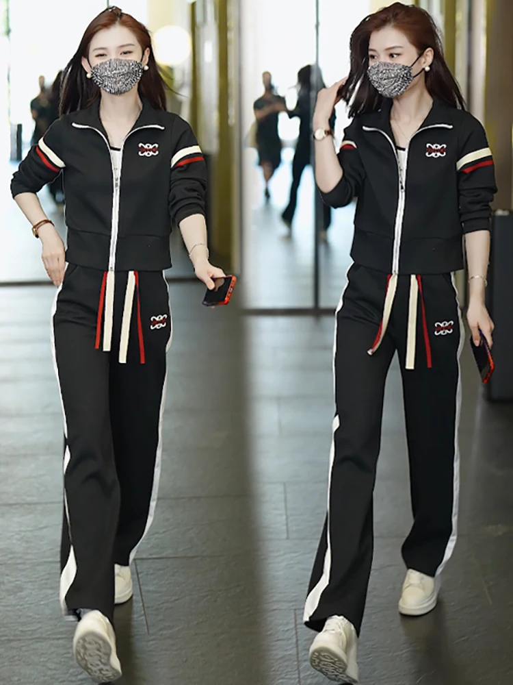 Casual Two-Piece Suit for Women Sweatshirt and Sportswear Loose Top Korean Version Spring and Autumn New Fashion 2023