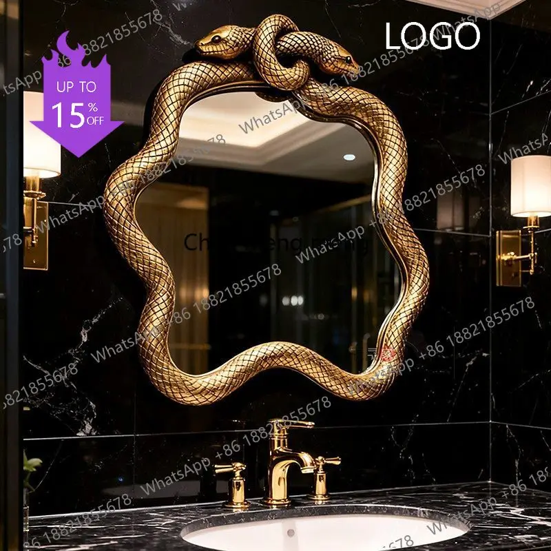 French art retro bathroom mirror wall hanging bathroom creative special-shaped makeup living room bedroom decorative mirror