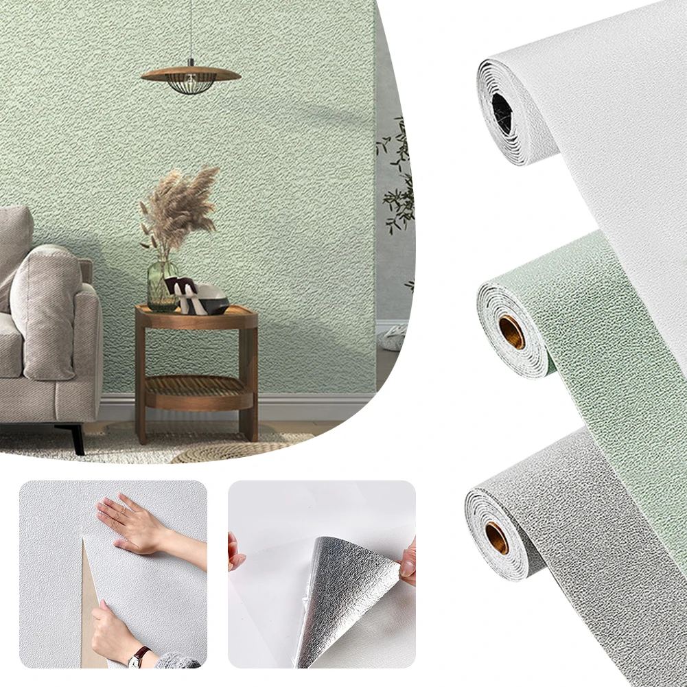 3D Diatomite Mud Wallpaper Self-adhesive Solid Color Waterproof Moisture-proof Foam Roll Wall Sticker Background Home Decor