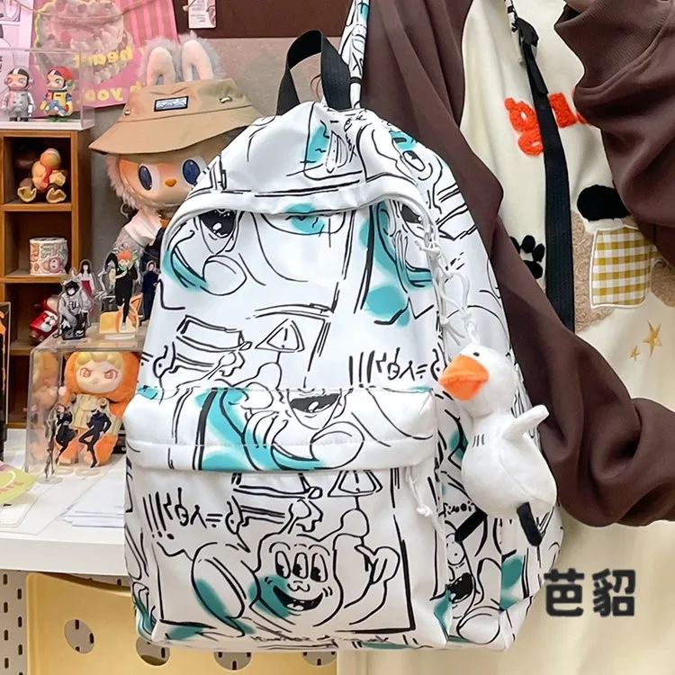 Korean Harajuku Ulzzang Student Forest System Graffiti Campus Dual Shoulder Bag Versatile INS Middle School Backpack