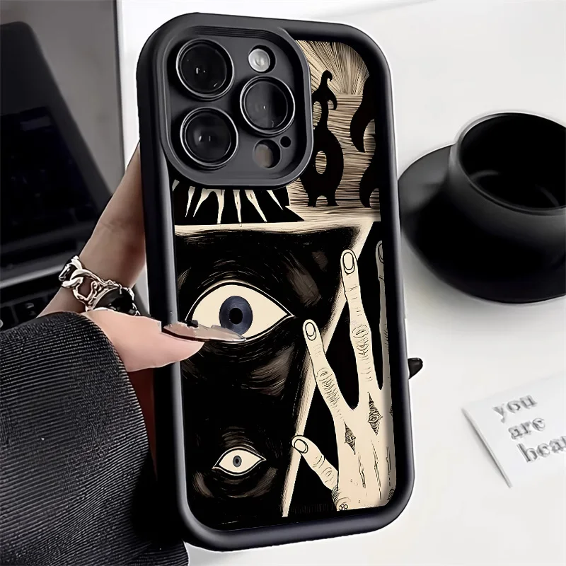 

Abstract Eyes Phone Case For iPhone 14 Case For iPhone 11 15 13 16e 12 16 Pro Max XR 7 8 Plus SE 3 2 Soft Liquid Silicone Cover