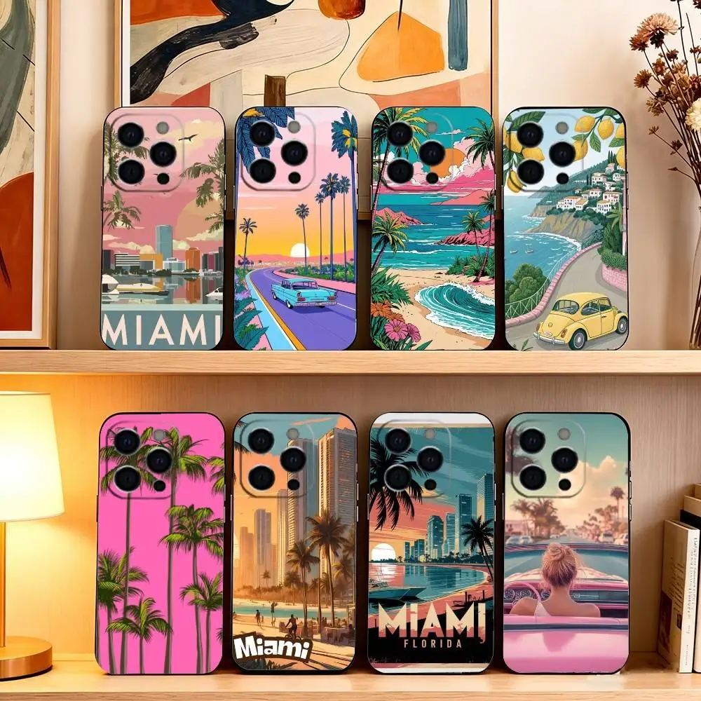 

F-Florida Miami Phone Case For iPhone 17, 16,15,14,13,12,11 Plus,Pro Max, Others Soft Black Cover