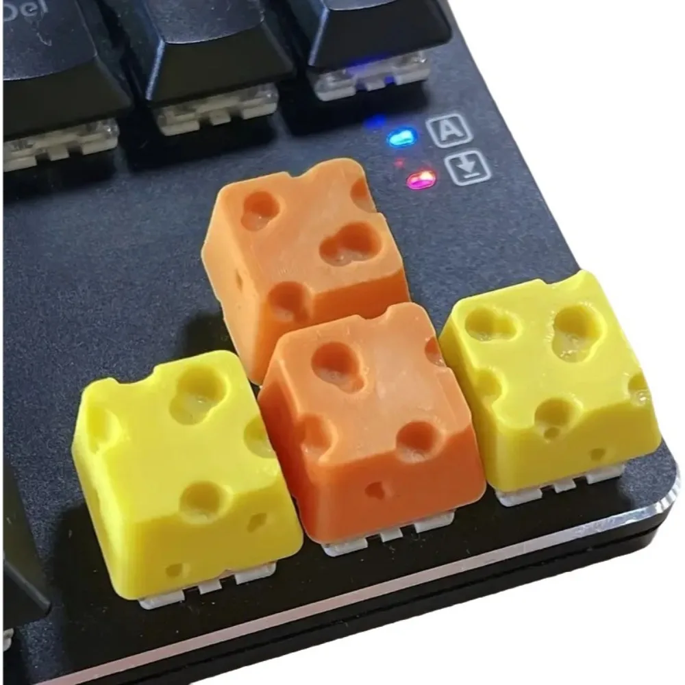 4pcs 3D Printing Chesse Cake Keycap Creative Design Food Shaped Cheese Artisan Keycap Funny Personality