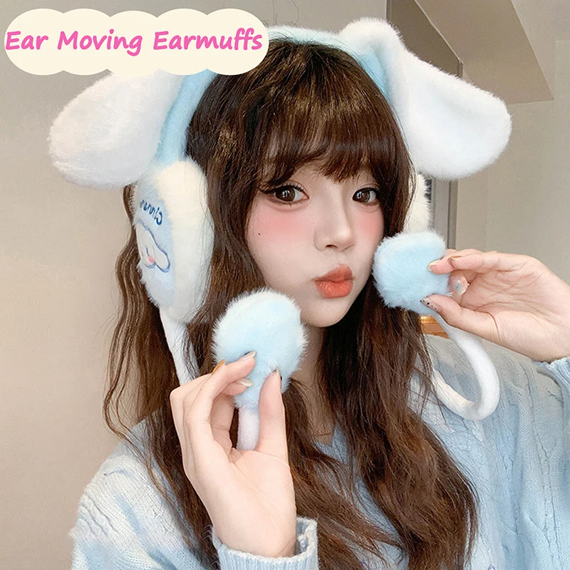 Sanrio Kuromi Thermal Earmuffs Cinnamoroll Ear Moving Earmuffs My Melody Pochacco Plush Winter Keep Warm Ear Bags Warm Ears