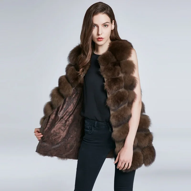 Fox Fur Grass Coat Vest Medium Long Square Women's Sweetheart European and American Winter Wear