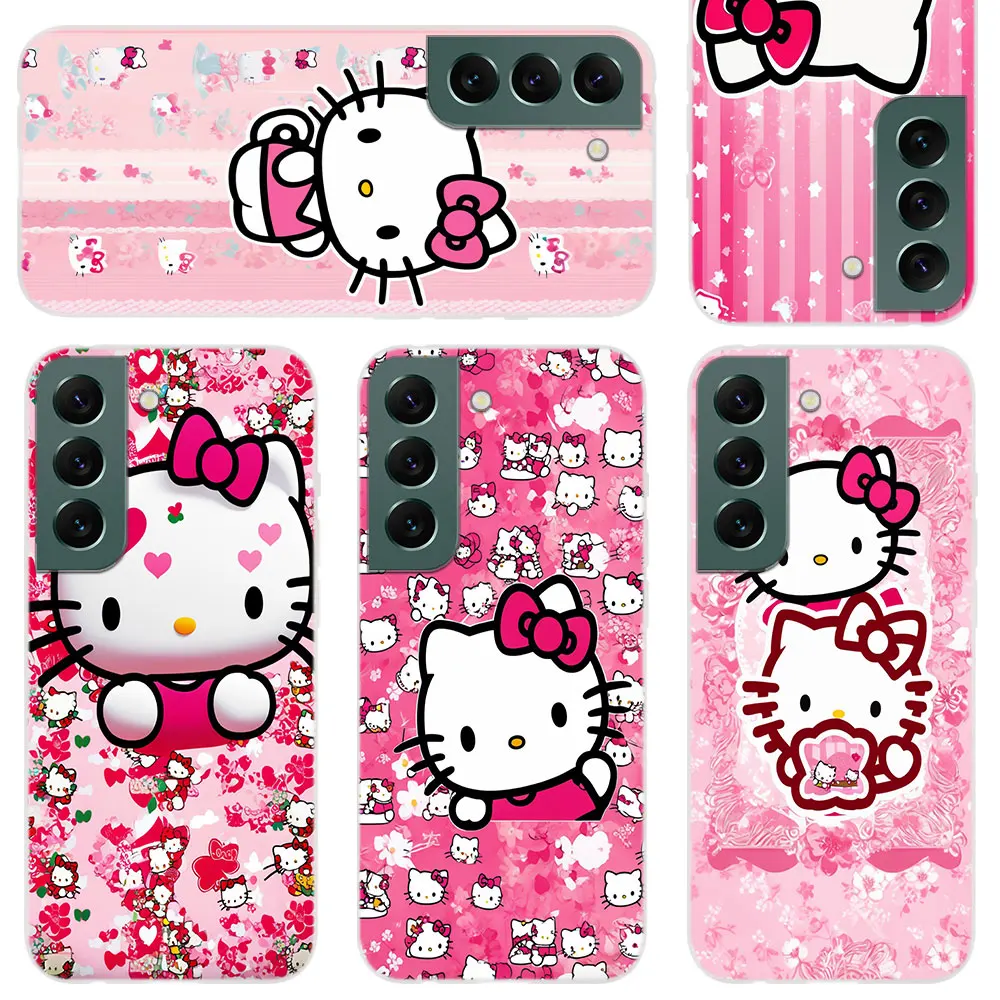 Soft Silicone Phone Case For Apple iPhone 15 14 13 12 11 Pro X XS Max XR Plus Mini Cover Hello Kitty background image