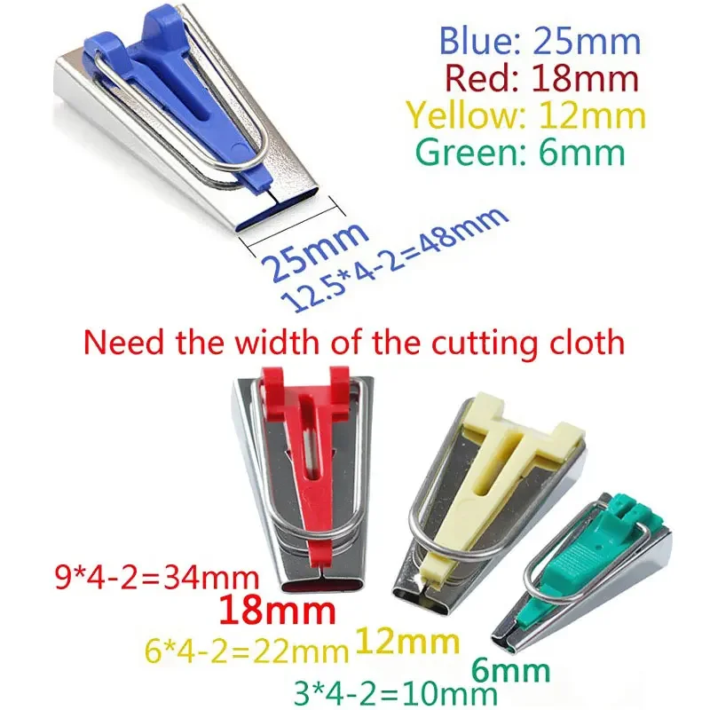 1PC DIY Fabric Bias Tape Maker Tool Sewing Quilting Bias Binding Maker Tape 6/9/12/18/25mm for DIY Sewing Quilting Binding Tool