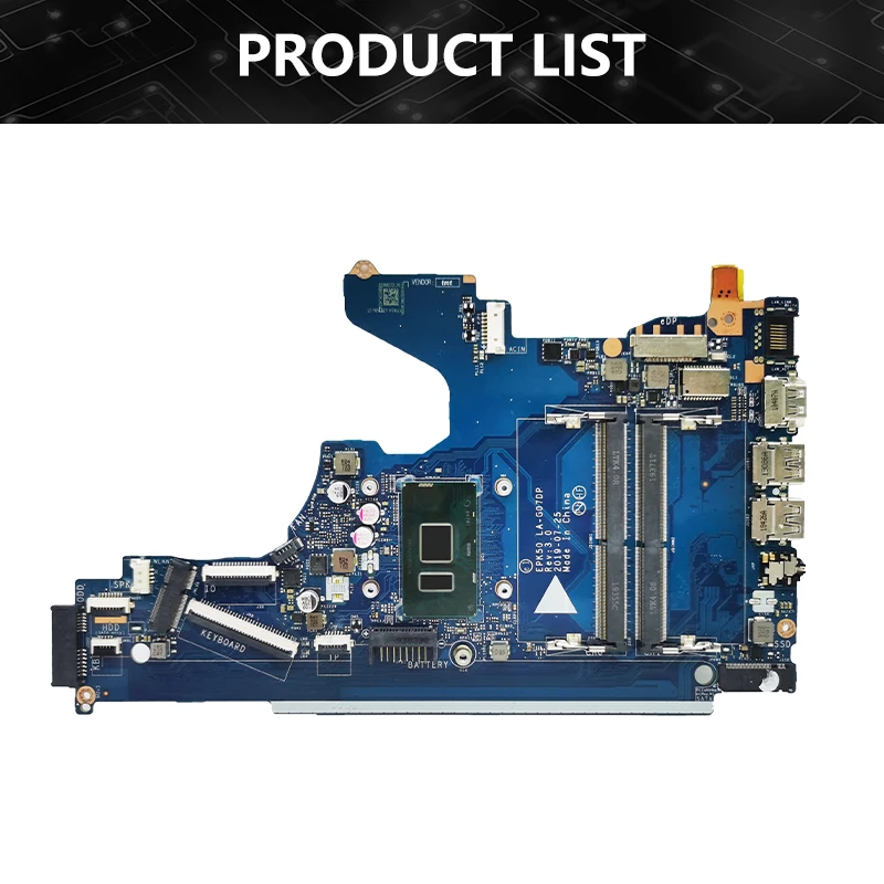 Laptop Motherboard para HP Pavilion, EPK50 LA-G07DP LA-G07EP LA-G07EP Mainboard, 15-DA, 250 G7, I3-7020U, I3-8130U, L20369-601, L20371-001,