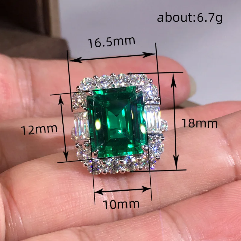 Luxury Female Rings 925 Sterling Silver Green Geometric Zirconia Rings for Women Wedding Gorgeous Accessories Female Jewelry