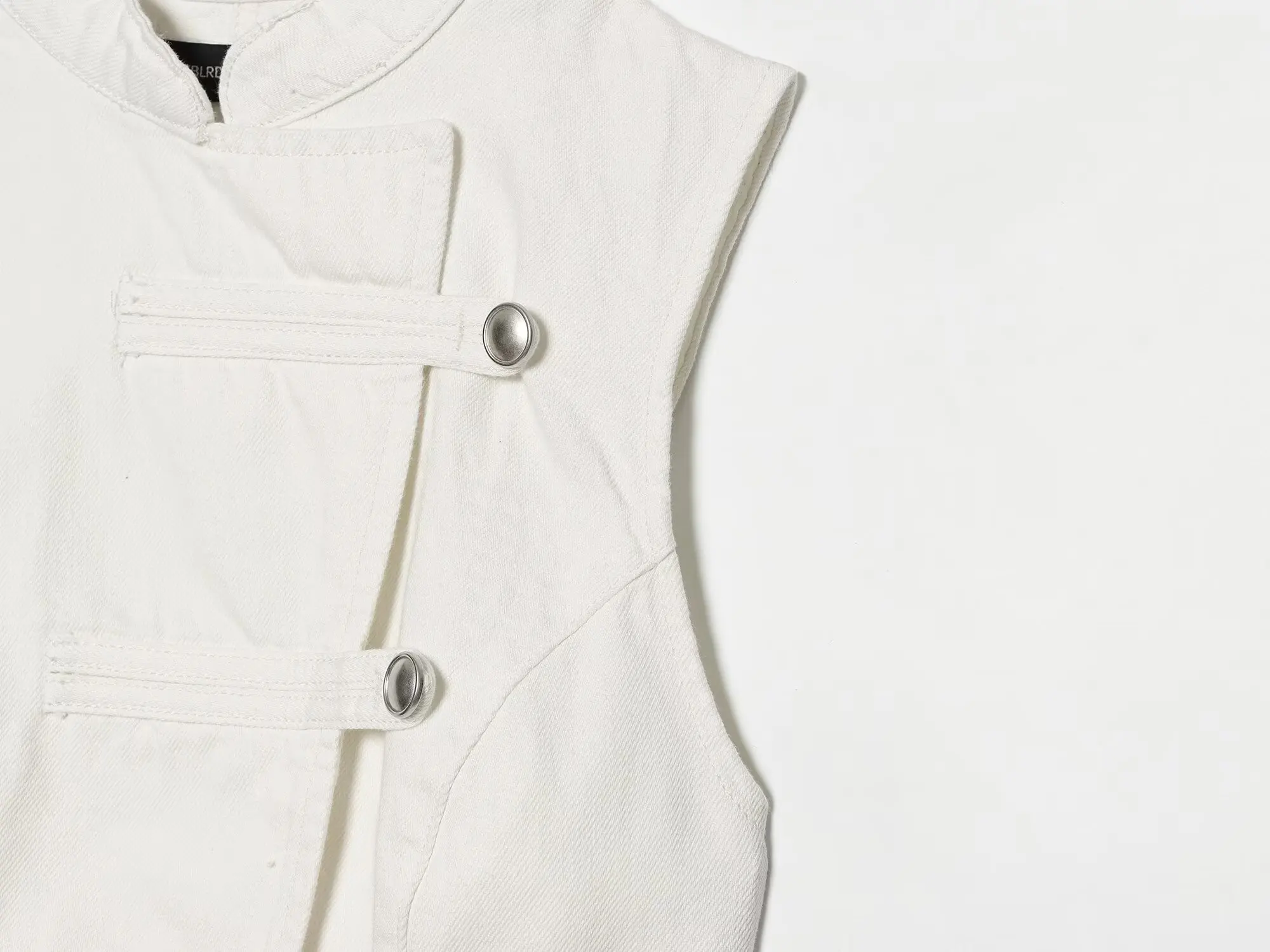 TFMLN Elegante Damen-Weste mit Stehkragen, ärmellos, Sommer-Mode, High-Street-Stil, unregelmäßige Einreiher-Tanktops, Neu 2026 – Detail 12