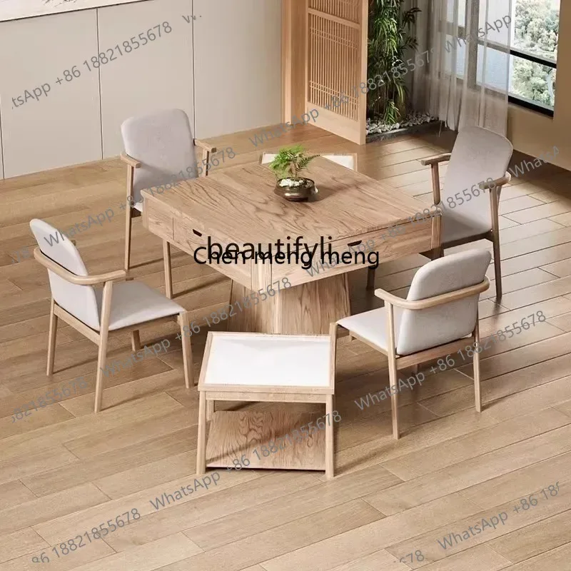 

LHY26 ssSolid mahjong table, dining table, dual-purpose mahjong machine, automatic silent coffee table, one-piece log wind