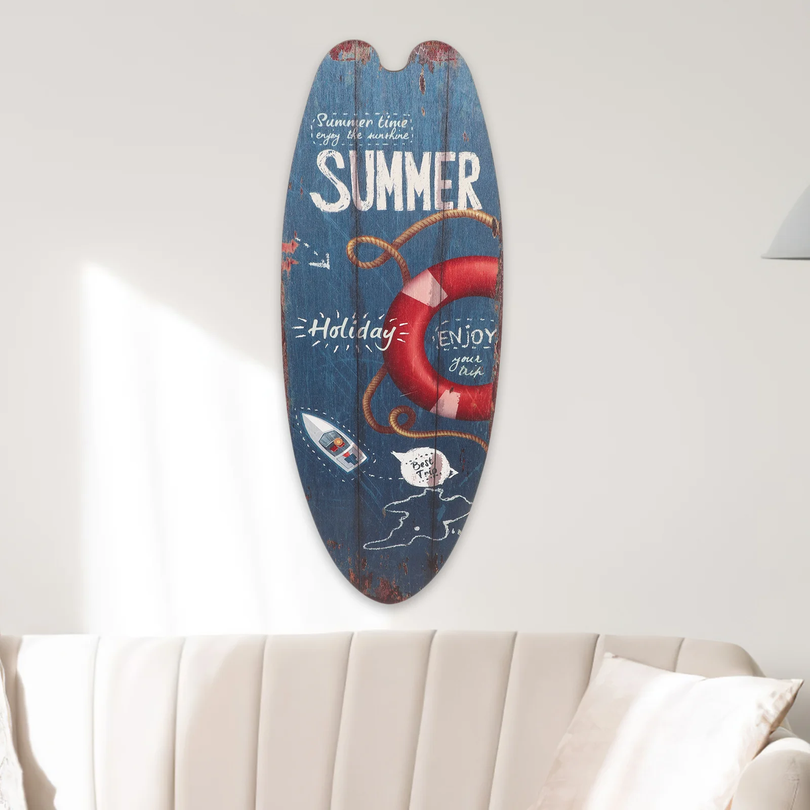 4 Pcs Surfboard Wooden Sign Sea Decor Summer Beach Signs Wall Party Decorations Outdoor Plaque Girl Seaside Room