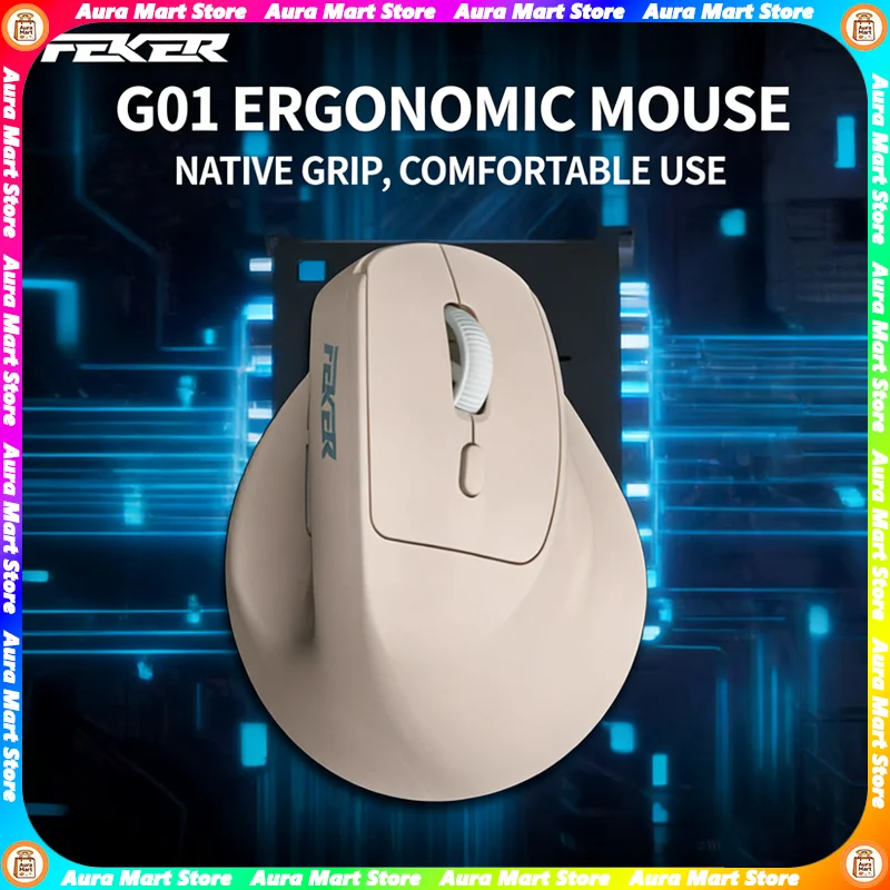 VTER FEKER G01 Ergonomic Wireless Bluetooth Mouse 2.4G Vertical Office Mouse Efficient Comfortable Feel Notebook Mice
