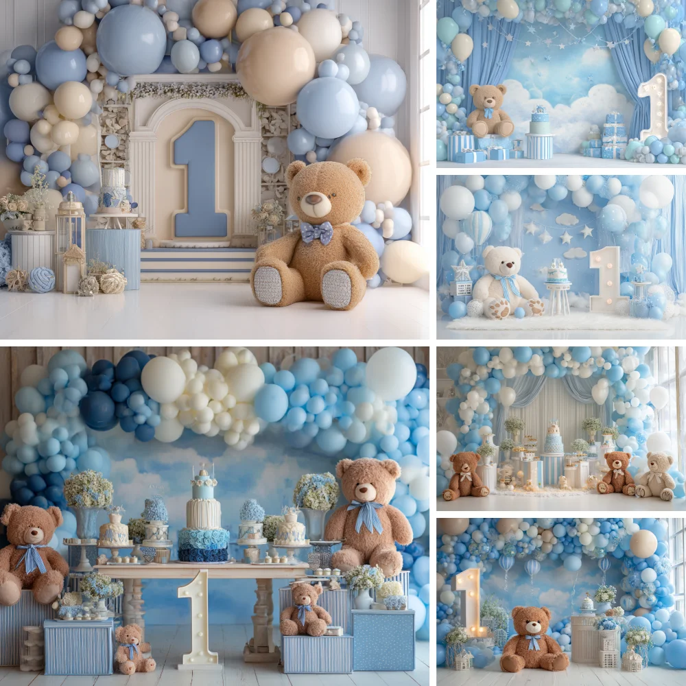 

Newborn One Year Birthday Party Decorations Happy 1st Birthday Background Banner Balloons Backdrop Supplies Photo Shoot Props