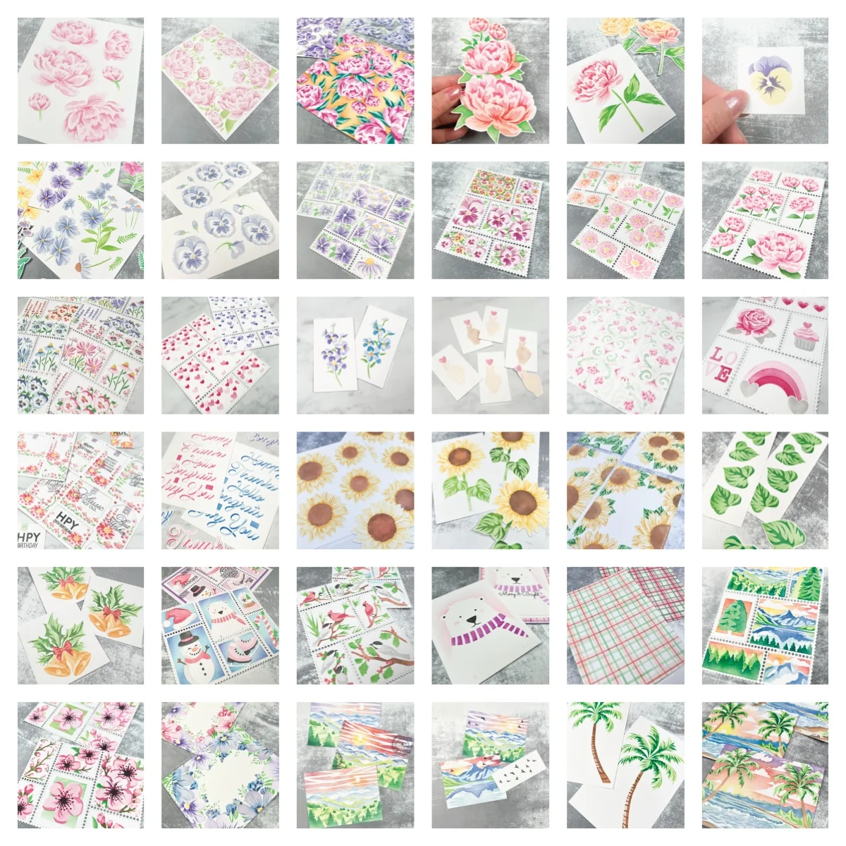 

Wildflower Peony Tree Postage Collection Layering Stencils DIY Decorating Scrapbook Paper Card Album Embossing Craft 2025 New