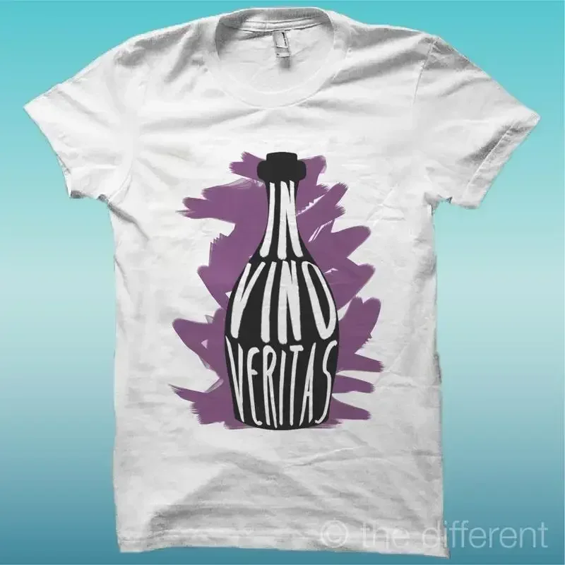 T shirt Man IN Vino Veritas Bottle Sentence Idea