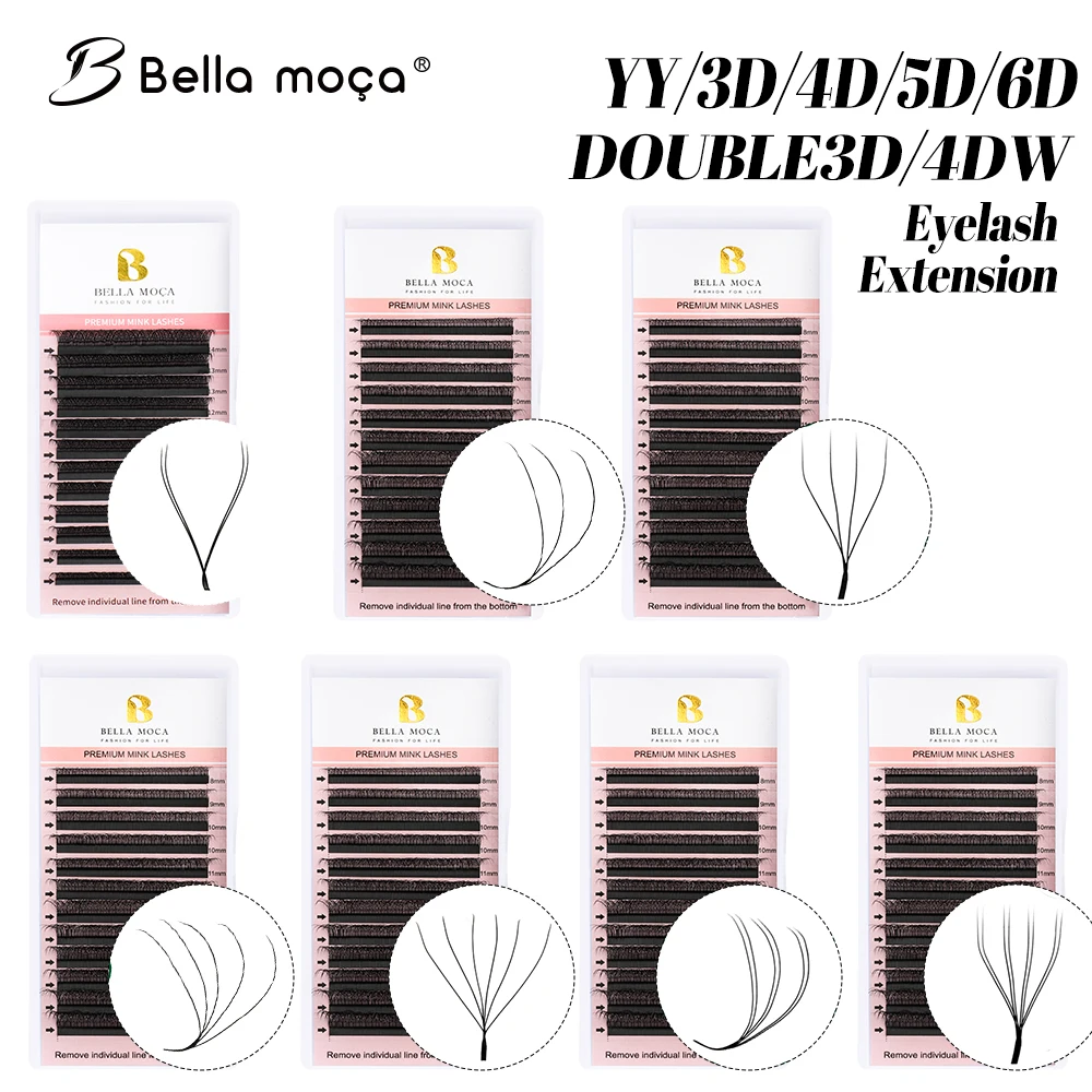 Bella moça YY/3D/4D/5D/6DW Lashes 8-14mm D Curl 0.07 Black Natural Soft Lashes