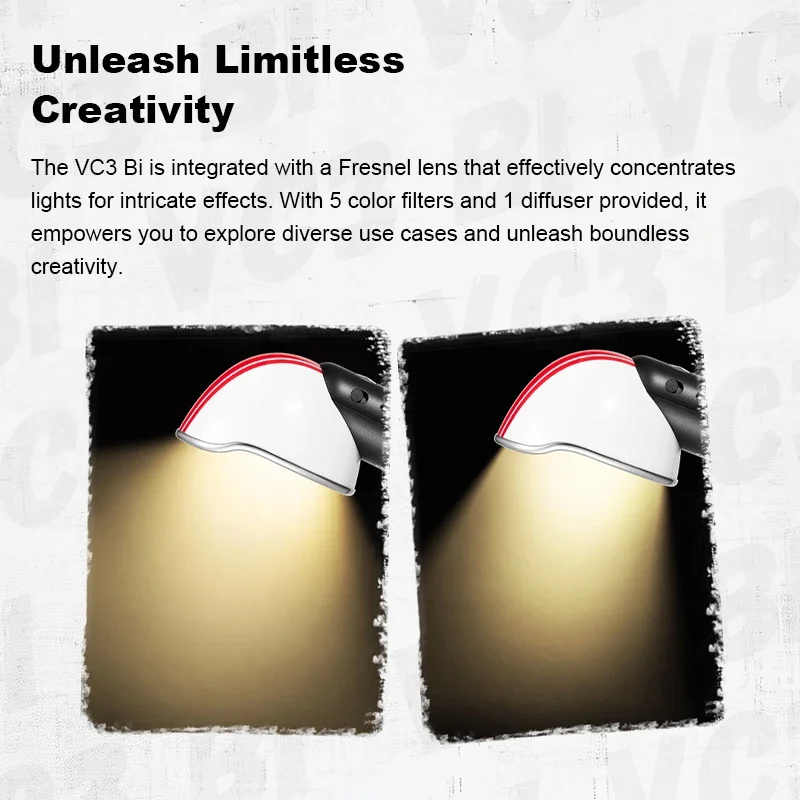 ZENIKO VC3 Bi Retro LED Video Light สําหรับกล้องตัวกรองสี Diffuser Creative ขนาดเล็ก LED Video Light Fresnel เลนส์โคมไฟ