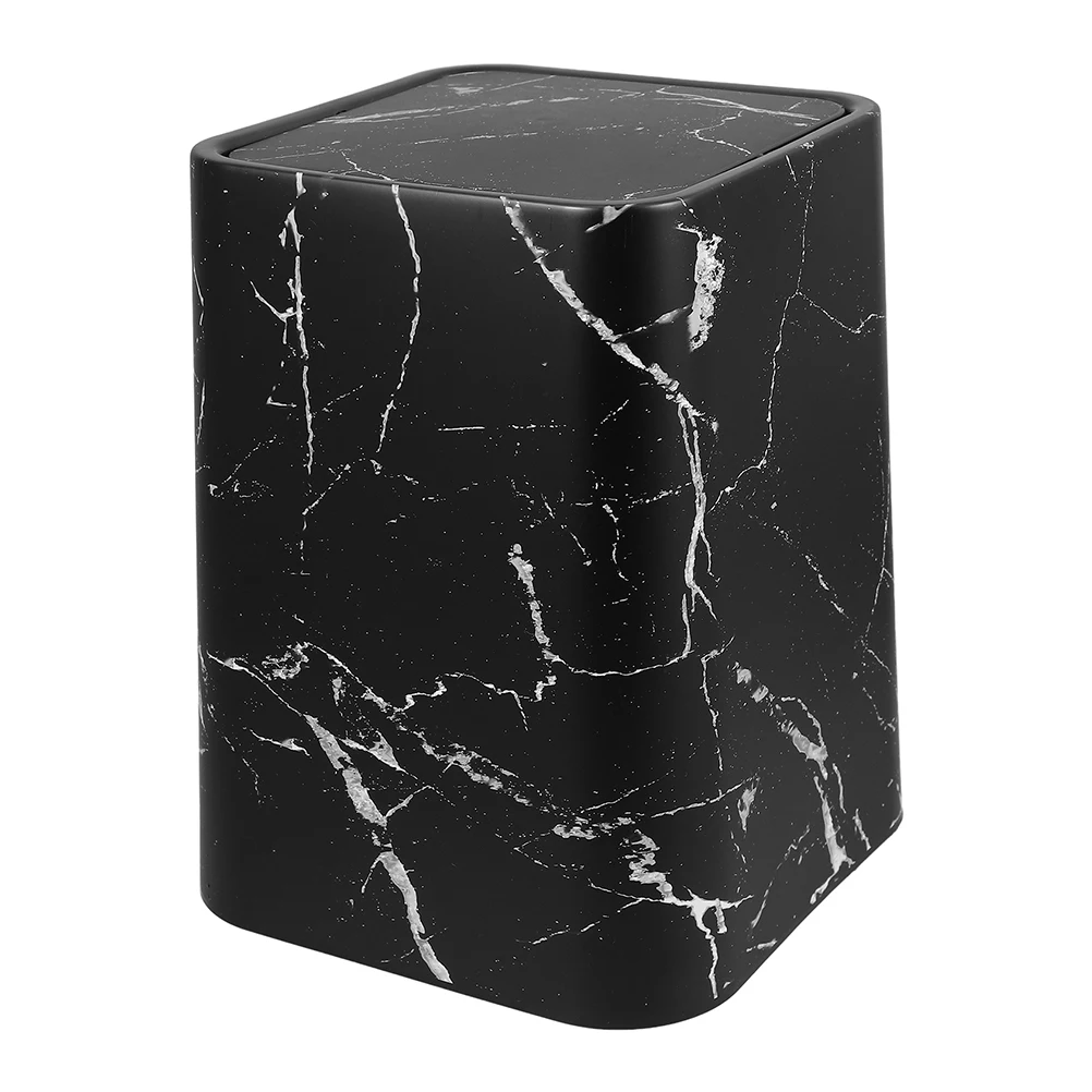 

Marble Trash Can Waste Basket with Lid Plastic Rubbish Bin for Bedroom Bathroom Garbage Container Small Size Storage Kitchen