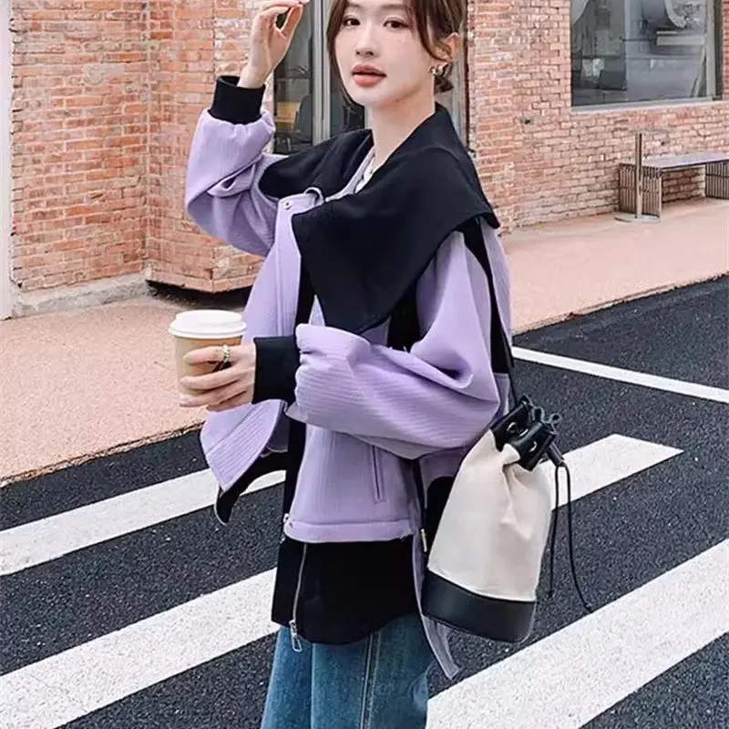 Fake Two-piece Large Lapel Jacket for Women's Short 2024 Spring New Design With a Sense of Westernization Explosive Street Coat