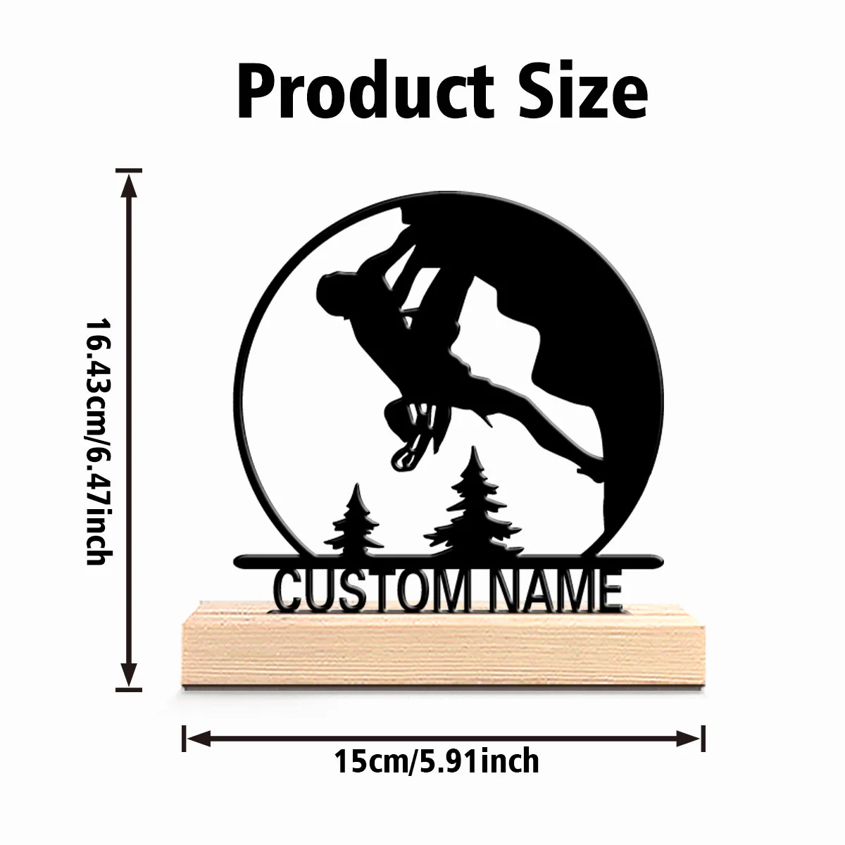 1 قطعة شخصية رومانسية مخصصة تسلق الصخور تماثيل معدنية مكتب التخييم النحت مع قاعدة خشبية ، مثالية ل Enthusia في الهواء الطلق #2