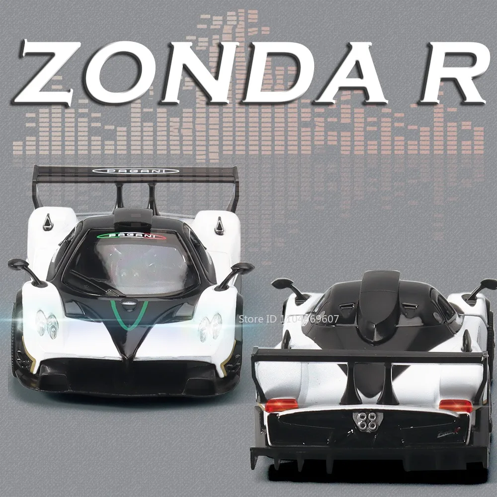 

1:32 Pagani Zonda R Huayra BC Sports Car Toy Models Alloy Diecast Sound Light Doors Opened Pull Back Mini Supercar for Boy Gifts