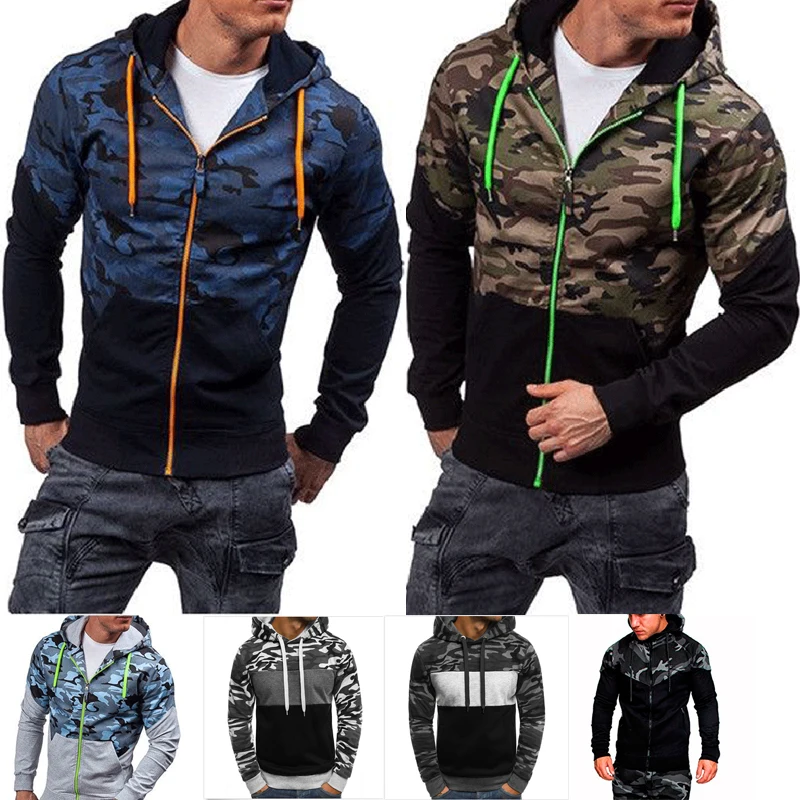 2023 new Hoodies Mens Casual Slim Camouflage Windbreaker Sweatshirt Hooded Mens Streetwear Hip Hop Hoodies Sportswear Tracksuits