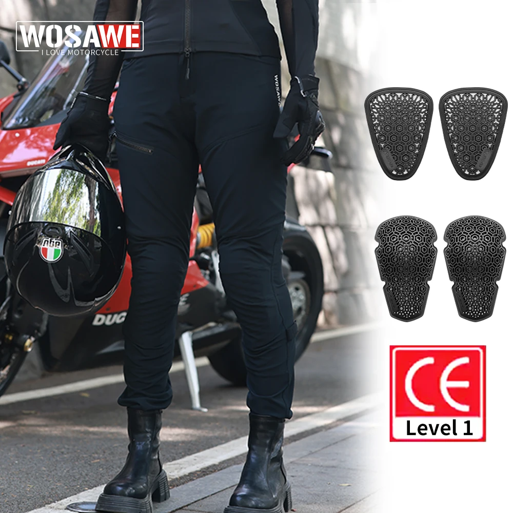 WOSAWE Motorradhose CE Level 1, Schutzausrüstung, Rüstungshose, spritzwassergeschützt, sturzsicher,