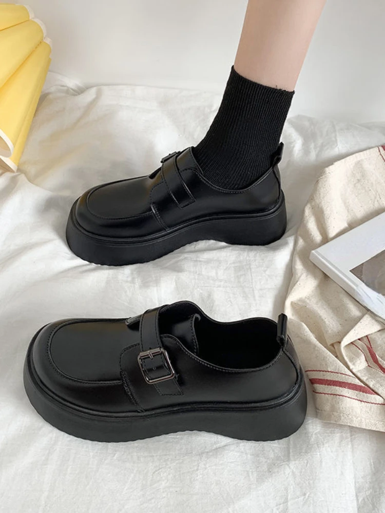 Mary Janes Japanese Style Shoes Woman Non Slip Vintage Black Shoes Casual Flat Fashion Pumps Girl Round Toe Slim 2022 Autumn