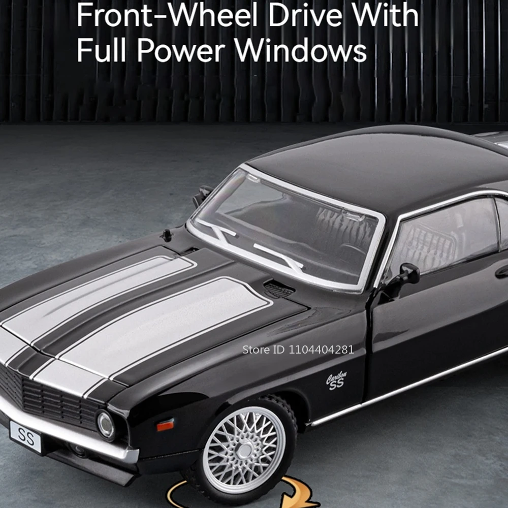 1:32 Camaro Ladegerät 1970 Auto Spielzeug Druckguss Legierung Modell Gummi Reifen Metall Körper Sound Licht Zurückziehen Türen Geöffnet Fahrzeuge Kind Geschenk