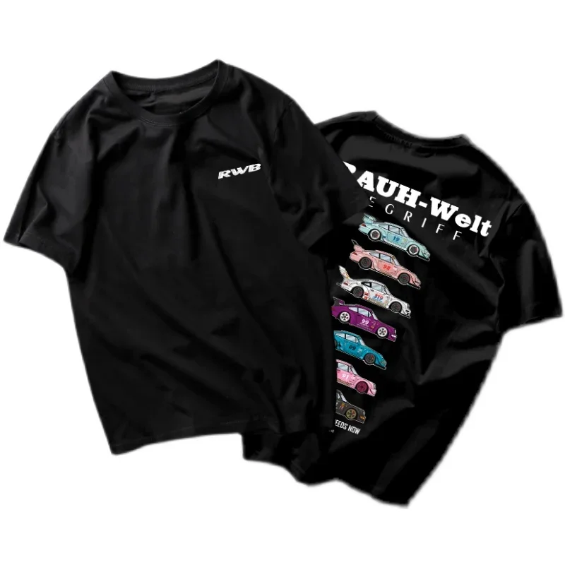 

RWB 911 Modified Car T-shirt Bay Shore idlers Theme Hellaflush Men's T-shirt Women's short sleeve couples same style
