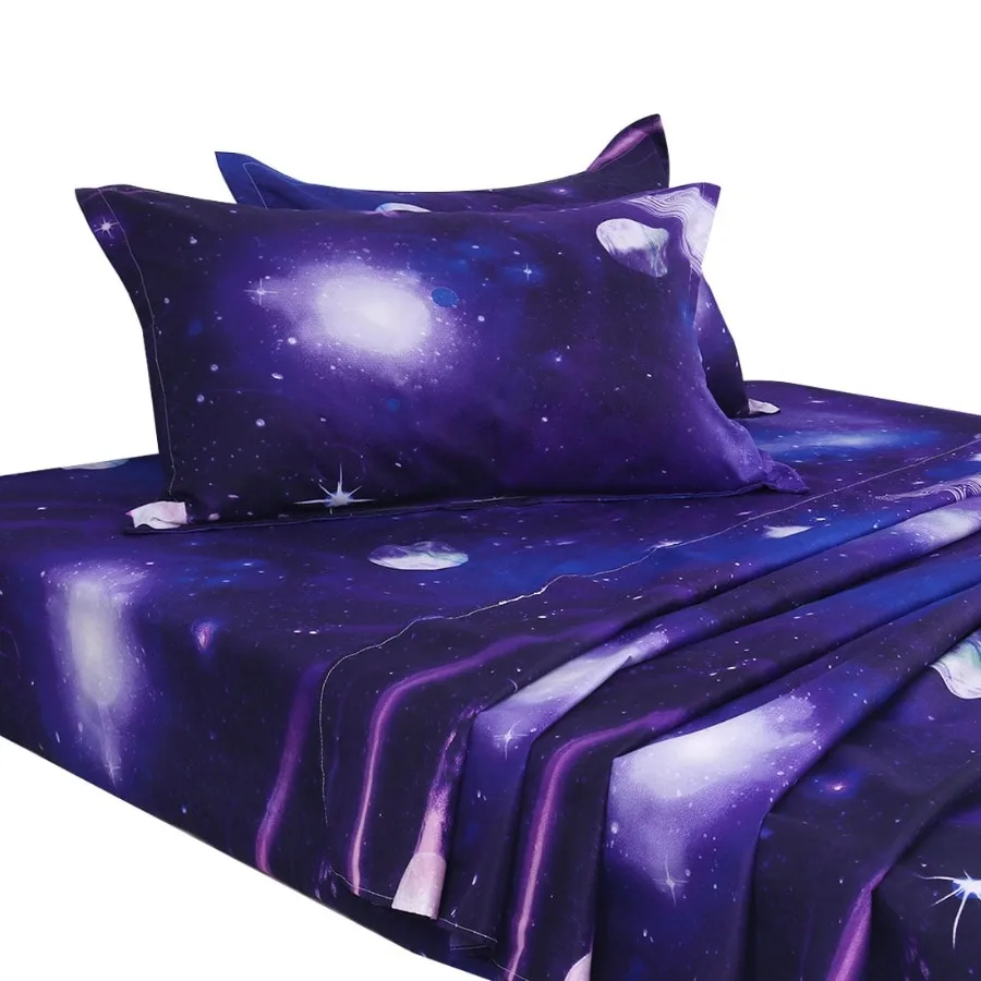 

Комплект постельного белья Galaxy Print: простыни и наволочки, фиолетовый, размер Full