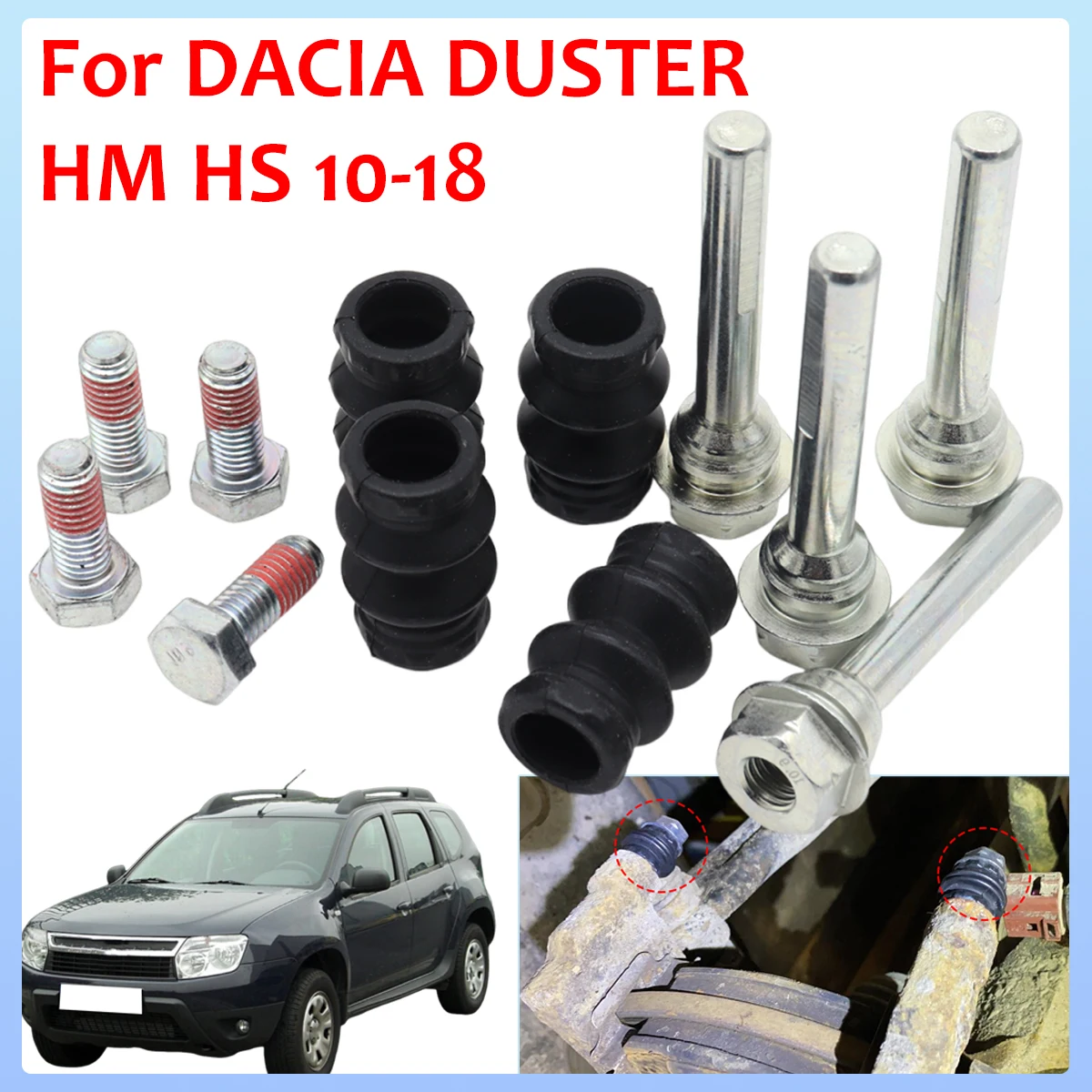 

Brake Caliper Cylinder Slider Guide Pin For Disc Housing Bolts Bushing Boot Seal Rebuild Kits For DACIA DUSTER HM HS 2010-2018