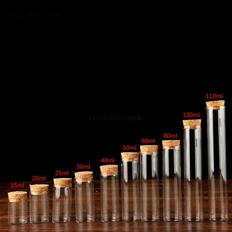 Glass Test Tube with Cork Stoppers for Scientific Experiments Bath Salt and Candy Storage Dropship