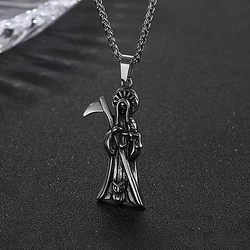 Punk Retro Skull Death Scythe Pendant Gothic Stainless Steel Owl Men's Necklace Creative Biker Amulet Jewelry Gifts Wholesale