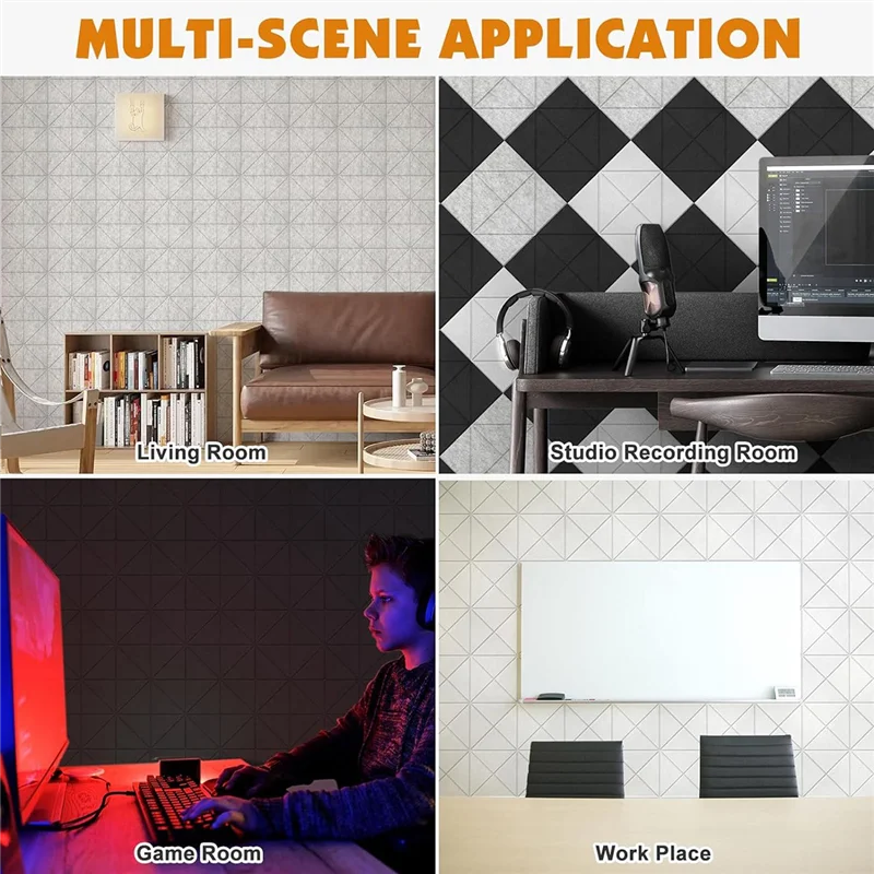 

AA88 12Pcs Self Adhesive Acoustic Panels,12X12X0.4 Inch Soundproof Wall Panels For Home, Recording Studio, Office Silver Gray Du