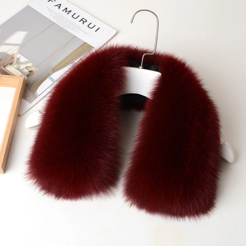 Real Fox Fur Collar Women Winter Natural Fur Collar Female Scarves Hood Trims Fur Decor Shawl For Coat Neck Warmer Fur Scarves