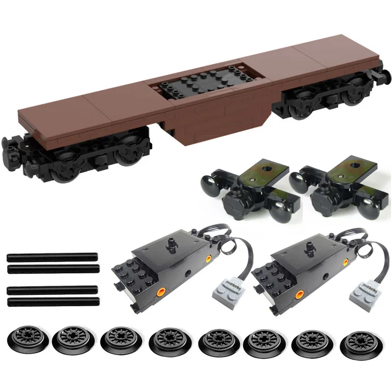 Power Functions MOC 88002 RC Train Wagon Flat Base Double Motors 87574 Batteriebox Flachbettwagon Motorisierung Building Blocks