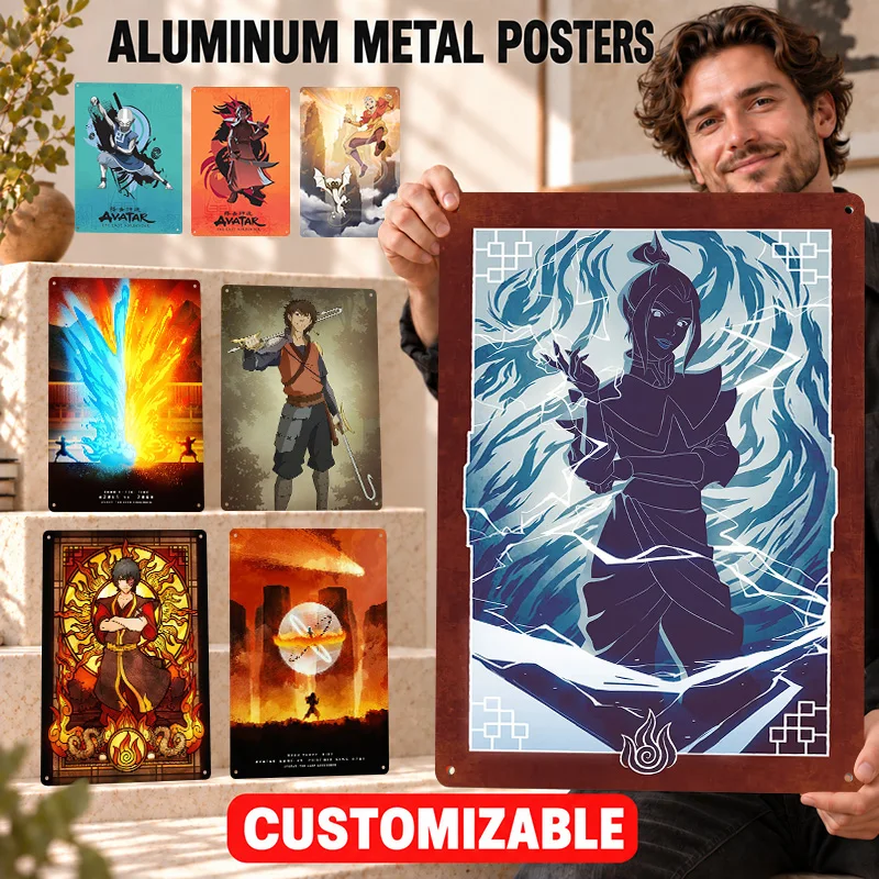 Avatar： The Last Airbender Textured Metal Posters Colorful Hero Style Studio Wall Art Customized Aluminum Sign Otaku Room Gift