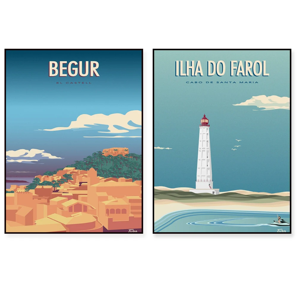 Positano, Amalfi Coast, Siena Cathedral, Florence, Rome, Glacier Lake, Costa Brava, Spain, Portugal, Italy tourist posters