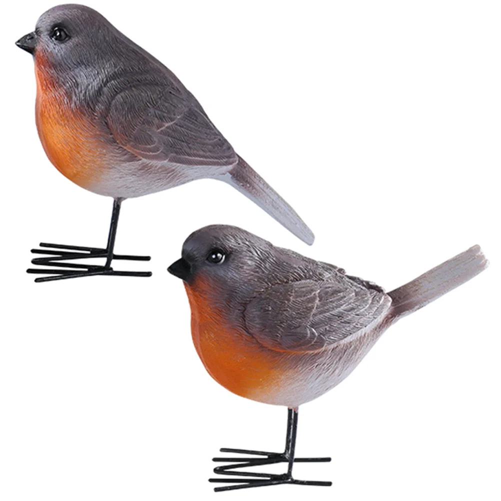 

2pcs Resin Lifelike Bird For Garden Decor Desktop Adornment Outdoor Indoor Decoration Small Birds Craft Decorative Bird
