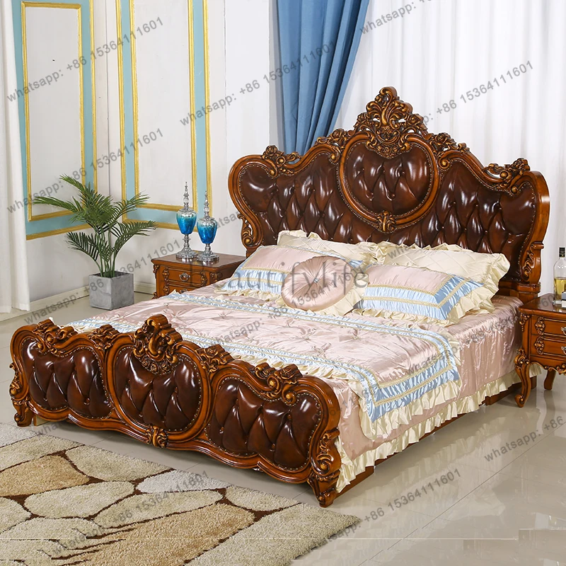 Light Luxury Designer Bed Solid Wood Modern Fashionable European Frame Bed Twin European Master Bedroom Muebles Beds Furniture