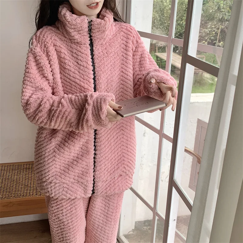 Sleepwear Women Winter Plus Size Long Sleeve Pajamas Set Casual Home Clothing Female Nightwear Outside Wear Pijama Feminino 5XL