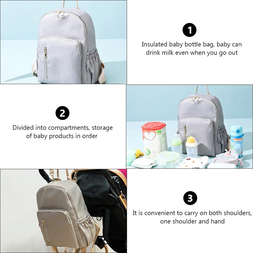 حقيبة ظهر للأمهات ذات سعة كبيرة معزولة لعربة الأطفال وحقيبة حفاضات ومنظم للحضانة والتنقل والسفر كرسي يدفع باليدين #1