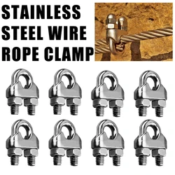 1-50pcs Waterproof U-Shaped Cable Clamp Stainless Steel Wire Rope Fixing Clips Sling Fastener Accessories For 1/2/3/4/5/6/8/10mm