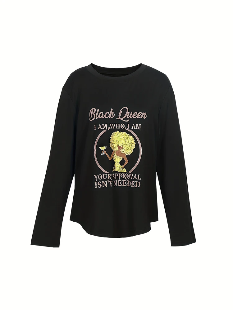 

Женская черная футболка больших размеров Queen Don't Need Your Approval с v-образным вырезом, персонализированная уличная мода, лето